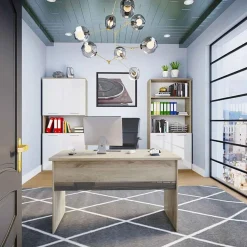 Garnero Arredamenti Arredo Ufficio Completo-Arredo ufficio completo moderno rovere bianco antracite lucido Time 23