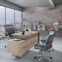 Garnero Arredamenti Arredo Ufficio Completo-Arredo ufficio completo moderno rovere antracite lucido Time 3