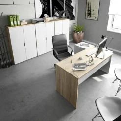 Garnero Arredamenti Arredo Ufficio Completo-Arredo ufficio completo moderno bianco opaco rovere natura Work 1