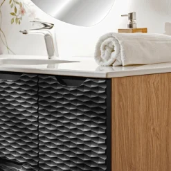 Garnero Arredamenti Pensili Per Bagno-Base bagno sospesa 30x60h cm 1 anta nero rovere Swim Nero - Rovere