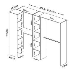 Garnero Arredamenti Cabine Armadio-Cabina armadio angolare 228x187h cm 4 scomparti bianco Rincon Bianco Opaco
