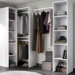 Garnero Arredamenti Cabine Armadio-Cabina armadio angolare 226x186h cm 3 scomparti con appendiabiti bianco Soler