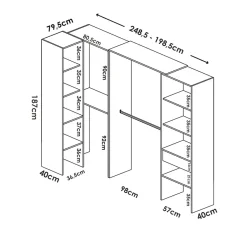 Garnero Arredamenti Cabine Armadio-Cabina armadio angolare 248x187h cm 4 scomparti noce Rincon Rovere