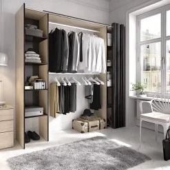 Garnero Arredamenti Cabine Armadio-Cabina armadio estensibile 180x205h cm design aperto con tenda rovere grafite Vivid