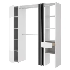 Garnero Arredamenti Cabine Armadio-Cabina armadio 177x205h cm 1 anta con specchio moderno bianco grigio Gonzalo
