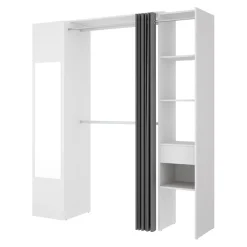 Garnero Arredamenti Cabine Armadio-Cabina armadio 177x205h cm 1 anta con specchio moderno bianco grigio Gonzalo