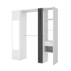 Garnero Arredamenti Cabine Armadio-Cabina armadio 177x205h cm 1 anta con specchio moderno bianco grigio Gonzalo