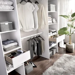 Garnero Arredamenti Cabine Armadio-Cabina armadio 200x185h cm 10 ripiani 2 cassetti allungabile bianco Martin