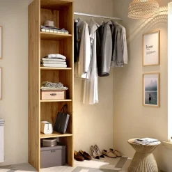 Garnero Arredamenti Cabine Armadio-Cabina armadio 138x185h cm 4 ripiani con appendiabiti rovere noce Fernando Rovere Rustico