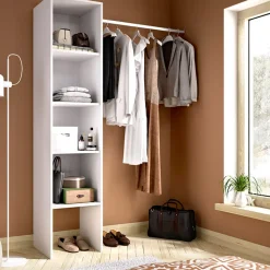 Garnero Arredamenti Cabine Armadio-Cabina armadio 138x185h cm 4 ripiani con appendiabiti bianco Fernando Bianco Opaco