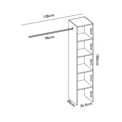 Garnero Arredamenti Cabine Armadio-Cabina armadio 138x185h cm 4 ripiani con appendiabiti  bianco Fernando Bianco Opaco