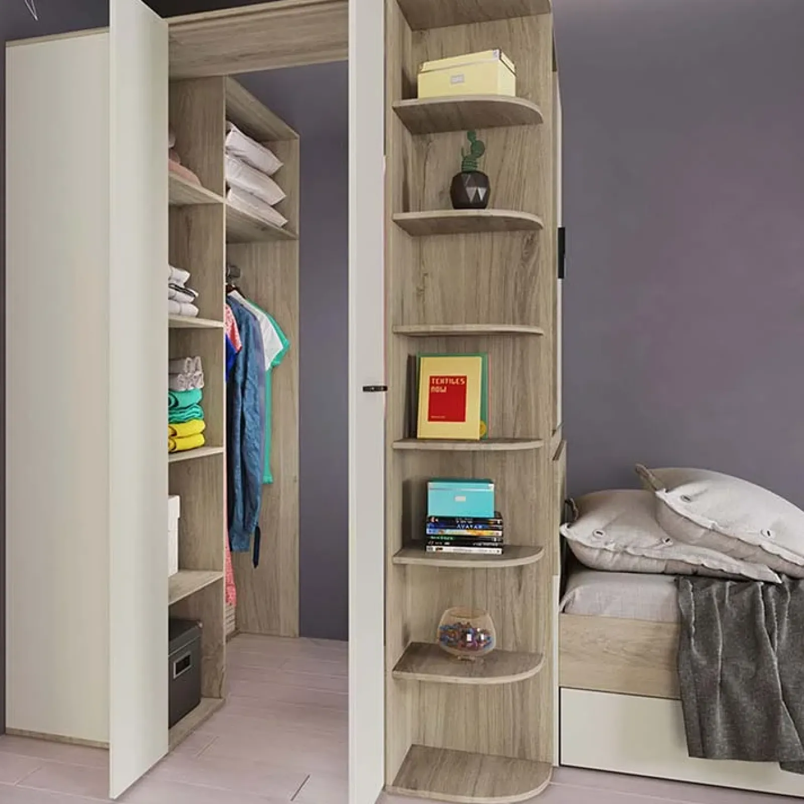 Garnero Arredamenti Cabine Armadio-Cabina armadio 148x199h cm ad angolo rovere champagne beige Fabio Gihome®