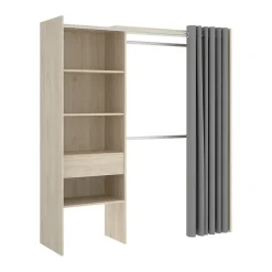 Garnero Arredamenti Cabine Armadio-Cabina armadio 160x205h cm allungabile moderno aperto con tenda noce Gover Rovere