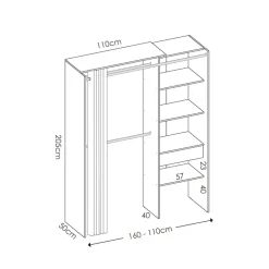 Garnero Arredamenti Cabine Armadio-Cabina armadio 160x205h cm allungabile moderno aperto con tenda noce Gover Rovere