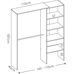 Garnero Arredamenti Cabine Armadio-Cabina armadio 160x187h cm allungabile moderno aperto Mobik Rovere