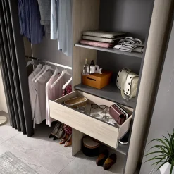 Garnero Arredamenti Cabine Armadio-Cabina armadio 160x205h cm allungabile moderno con tenda rovere grafite Gover Rovere - Antracite