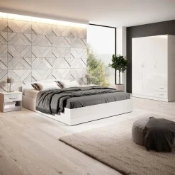 Garnero Arredamenti Camere Da Letto Complete|Camera Da Letto Completa-Camera completa alla francese moderna Tropea Bianco Lucido