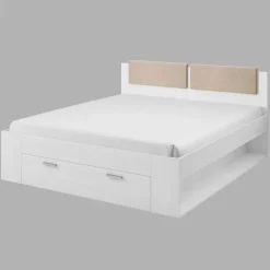 Garnero Arredamenti Camere Da Letto Complete|Camera Da Letto Completa-Camera completa con letto matrimoniale 160x200cm pino bianco beige Cortina Bianco Frassinato