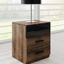 Garnero Arredamenti Camere Da Letto Complete|Camera Da Letto Completa-Camera completa con letto matrimoniale 160x200cm rovere scuro nero lucido Cortina Gihome® Nero Lucido - Wengè