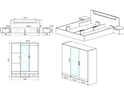 Garnero Arredamenti Camere Da Letto Complete|Camera Da Letto Completa-Camera completa matrimoniale con comò moderna rovere scuro-chiaro Rovigo