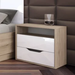 Garnero Arredamenti Camere Da Letto Complete|Camera Da Letto Completa-Camera completa matrimoniale rovere sonoma bianco lucido Tamigi