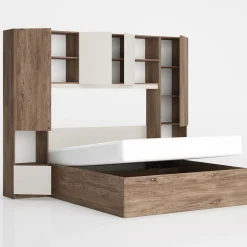 Garnero Arredamenti Camere Da Letto Complete|Camera Da Letto Completa-Camera da letto a ponte completa matrimoniale panna quercia Lullaby Beige - Noce