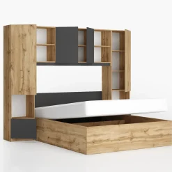 Garnero Arredamenti Camere Da Letto Complete|Camera Da Letto Completa-Camera da letto a ponte completa matrimoniale antracite rovere Lullaby Antracite - Rovere