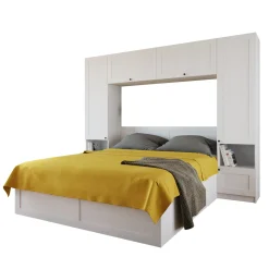 Garnero Arredamenti Camere Da Letto Complete|Camera Da Letto Completa-Camera da letto a ponte completa matrimoniale bianco opaco Dreamland