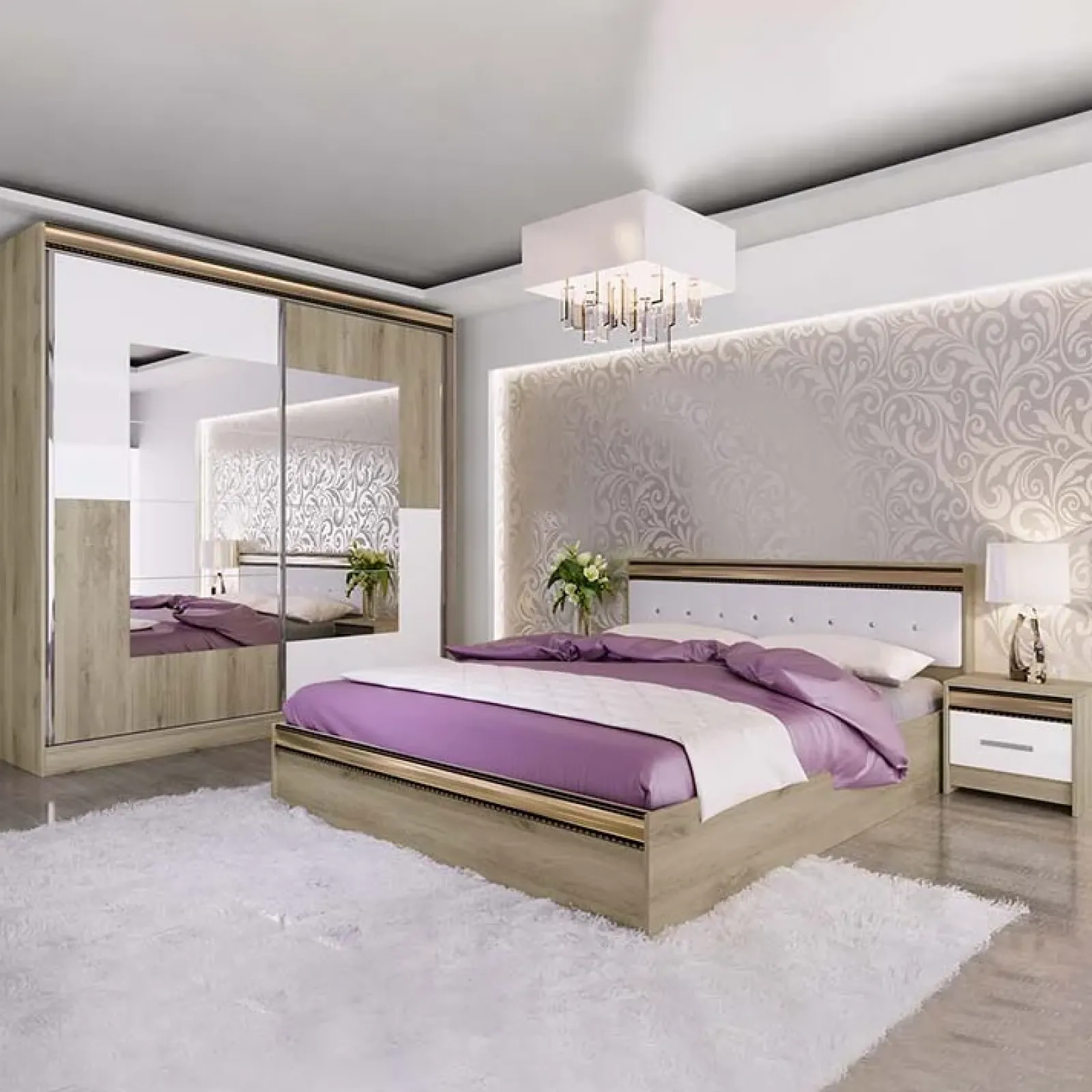 Garnero Arredamenti Camere Da Letto Complete|Camera Da Letto Completa-Camera da letto completa rovere sonoma bianco opaco Riga