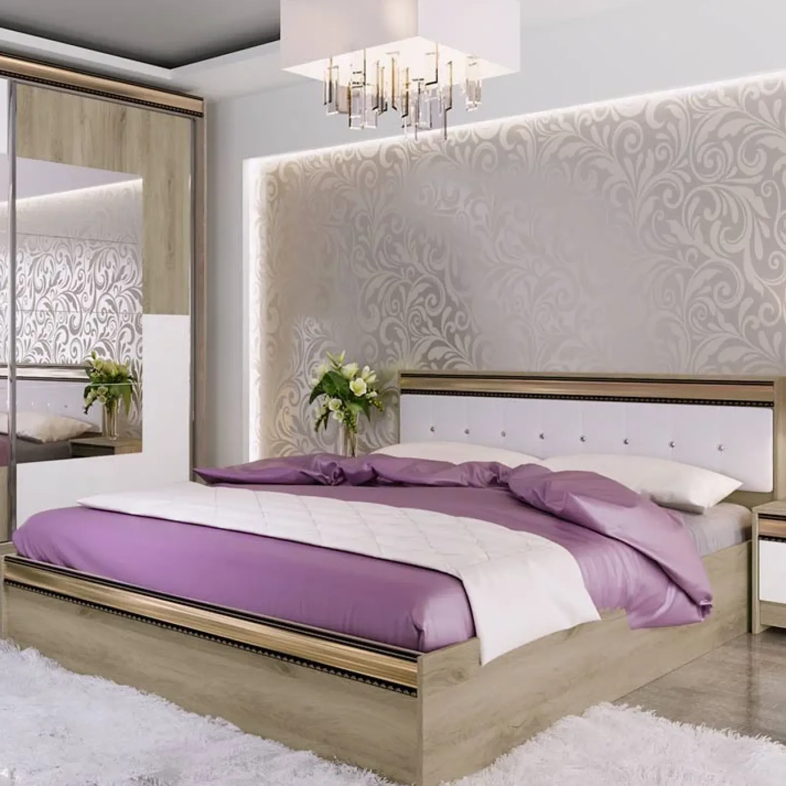 Garnero Arredamenti Camere Da Letto Complete|Camera Da Letto Completa-Camera da letto completa rovere sonoma bianco opaco Riga