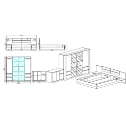 Garnero Arredamenti Camere Da Letto Complete|Camera Da Letto Completa-Camera da letto completa matrimoniale quercia bianco opaco Volga