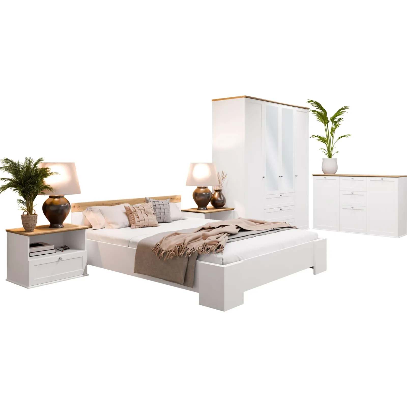 Garnero Arredamenti Camere Da Letto Complete|Camera Da Letto Completa-Camera da letto completa matrimoniale bianco rovere Relaxio