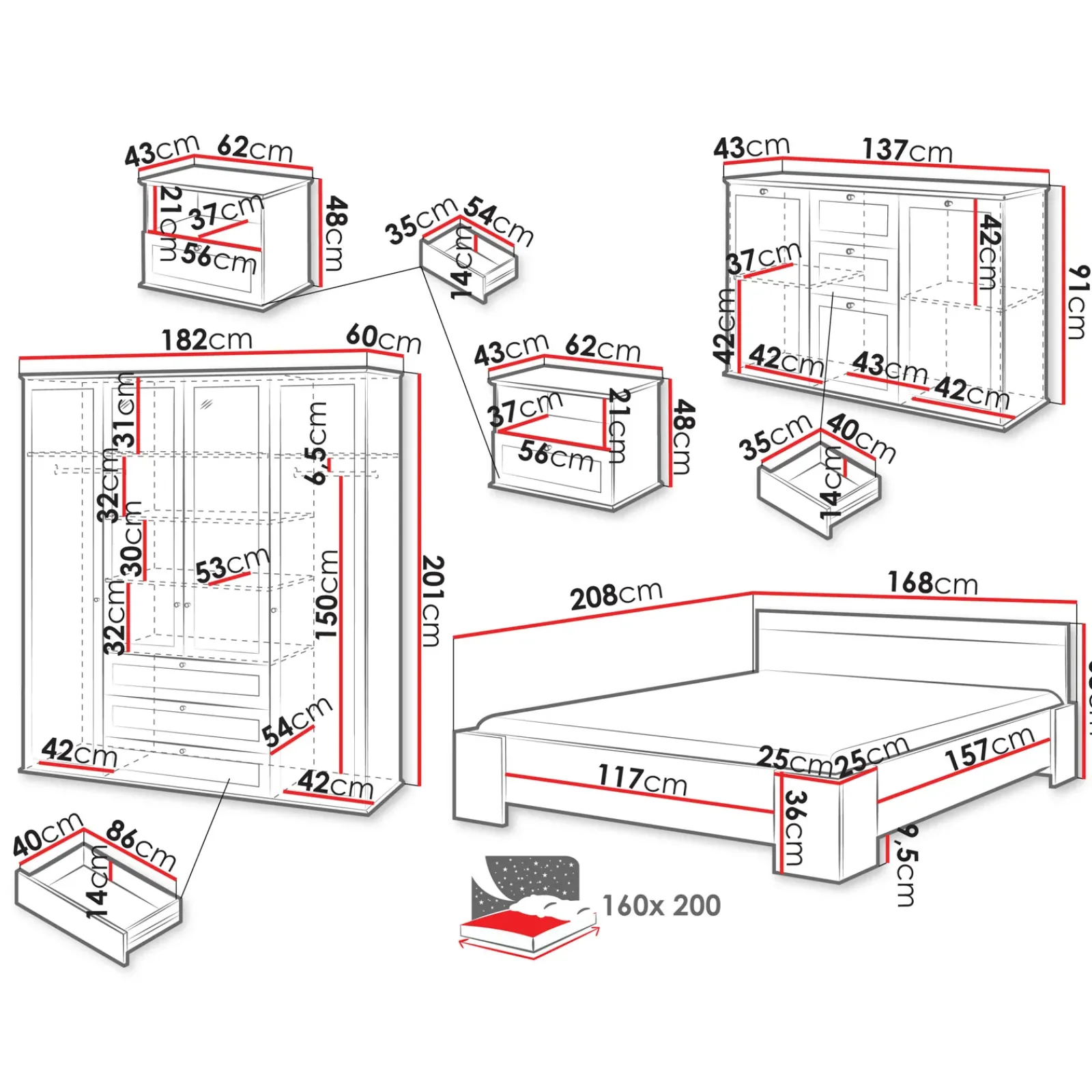 Garnero Arredamenti Camere Da Letto Complete|Camera Da Letto Completa-Camera da letto completa matrimoniale bianco rovere Relaxio