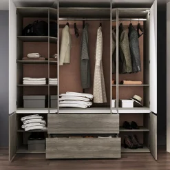 Garnero Arredamenti Camere Da Letto Complete|Camera Da Letto Completa-Camera da letto completa matrimoniale con LED rovere scuro bianco opaco Garonna