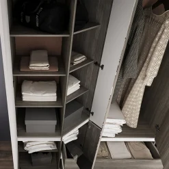 Garnero Arredamenti Camere Da Letto Complete|Camera Da Letto Completa-Camera da letto completa matrimoniale con LED rovere scuro bianco opaco Garonna