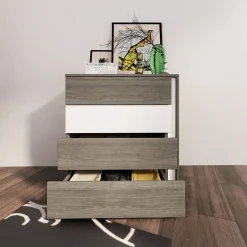 Garnero Arredamenti Camere Da Letto Complete|Camera Da Letto Completa-Camera da letto completa matrimoniale con LED rovere scuro bianco opaco Garonna