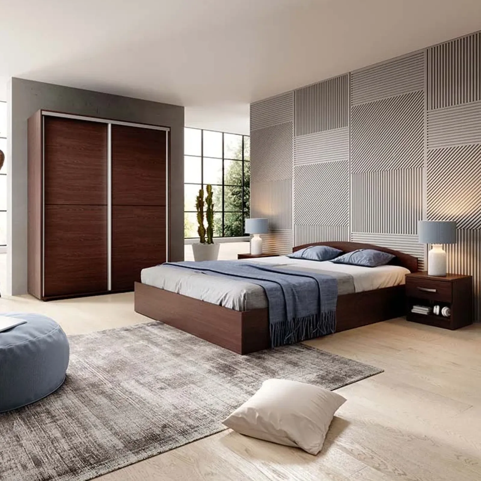 Garnero Arredamenti Camere Da Letto Complete|Camera Da Letto Completa-Camera da letto completa matrimoniale moderna wengè Roma Noce