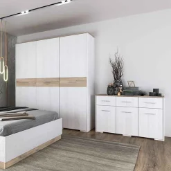 Garnero Arredamenti Camere Da Letto Complete|Camera Da Letto Completa-Camera da letto completa matrimoniale pino bianco rovere sonoma Dublino