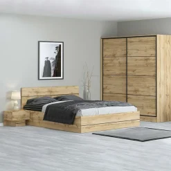 Garnero Arredamenti Camere Da Letto Complete|Camera Da Letto Completa-Camera da letto completa matrimoniale moderna quercia Tamika