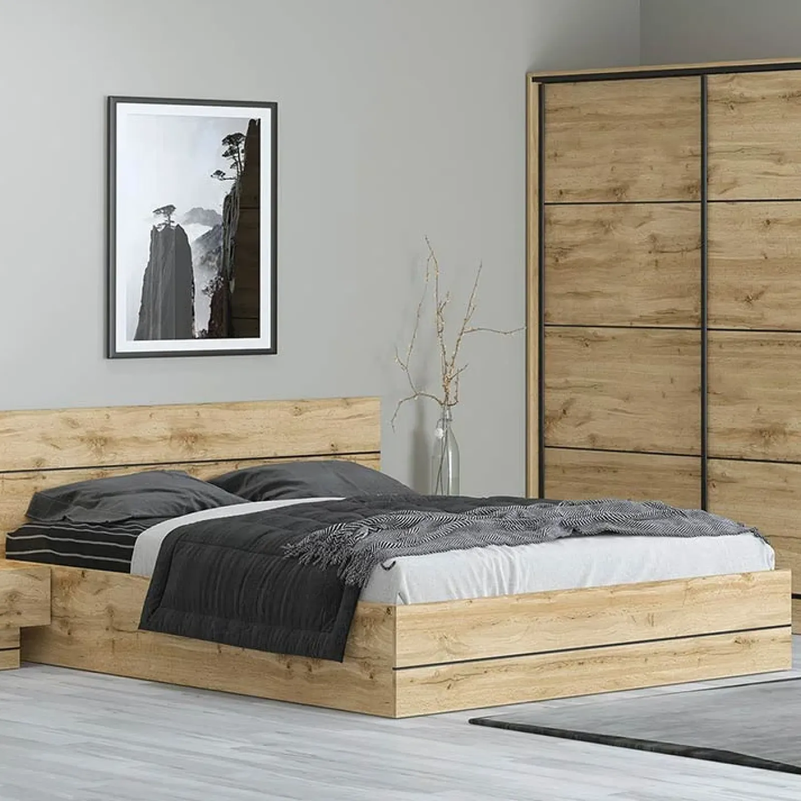 Garnero Arredamenti Camere Da Letto Complete|Camera Da Letto Completa-Camera da letto completa matrimoniale moderna quercia Tamika