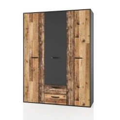 Garnero Arredamenti Camerette In Legno-Camera da letto completa 2 letti singoli grafite rovere rustico Fada