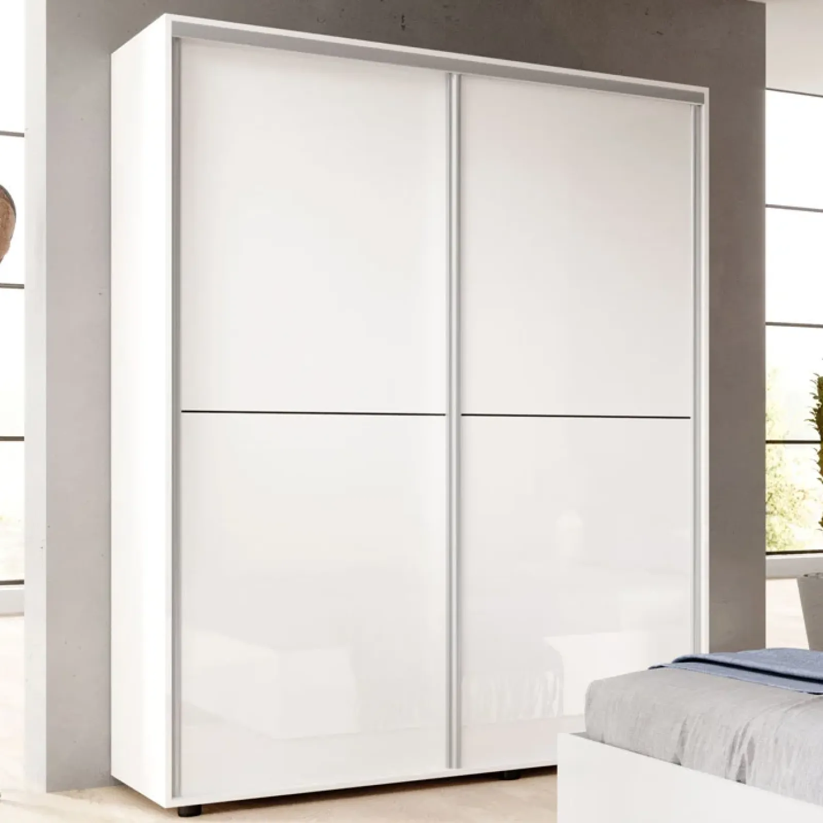 Garnero Arredamenti Camere Da Letto Complete|Camera Da Letto Completa-Camera da letto completa matrimoniale moderna Roma Bianco Lucido