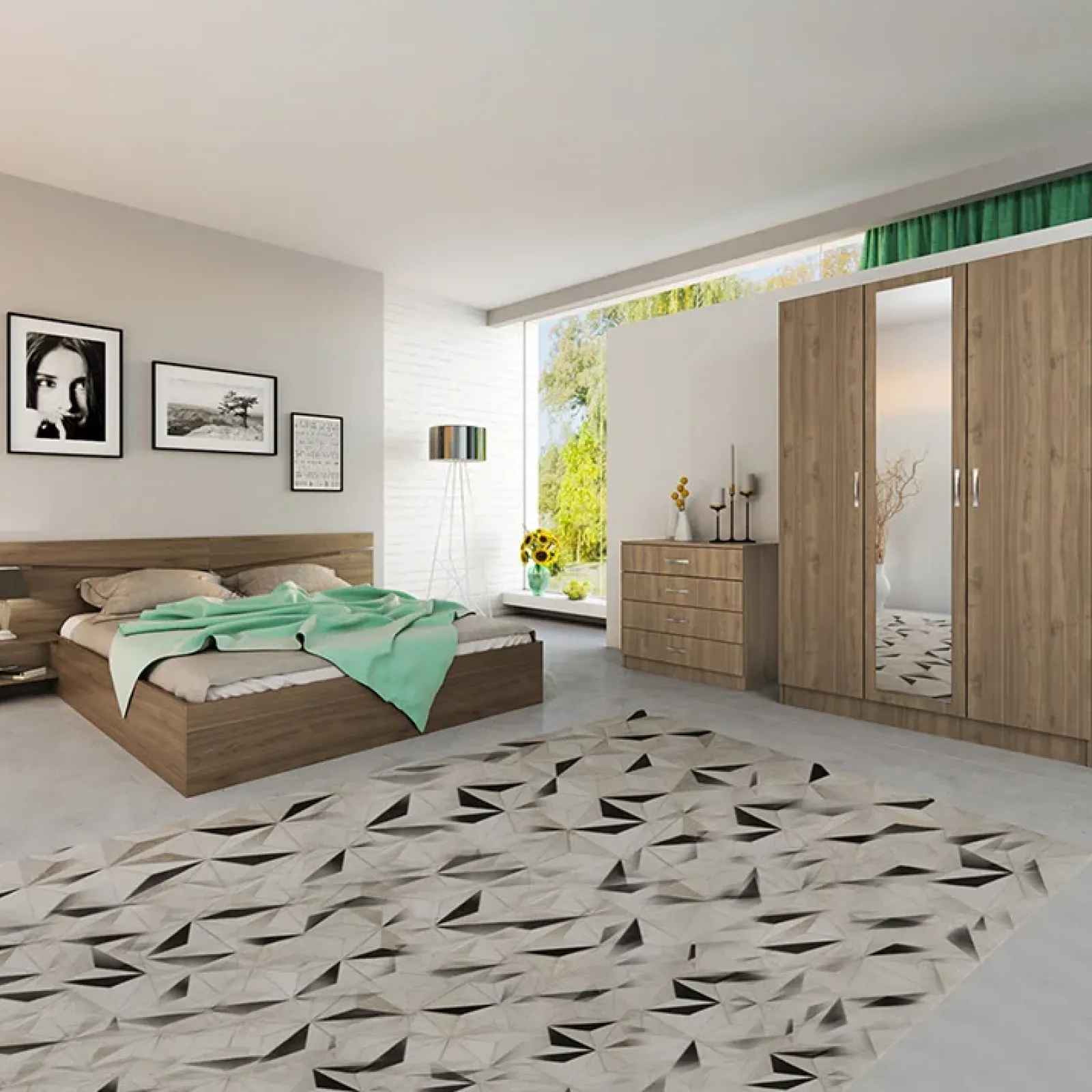 Garnero Arredamenti Camere Da Letto Complete|Camera Da Letto Completa-Camera da letto completa matrimoniale Camilla Noce