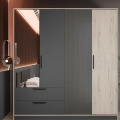 Garnero Arredamenti Camere Da Letto Complete|Camera Da Letto Completa-Camera da letto matrimoniale completa rovere antracite opaco Urbino