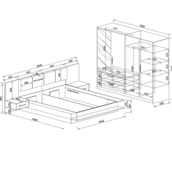 Garnero Arredamenti Camere Da Letto Complete|Camera Da Letto Completa-Camera da letto matrimoniale completa rovere antracite opaco Urbino