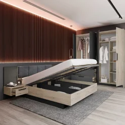 Garnero Arredamenti Camere Da Letto Complete|Camera Da Letto Completa-Camera da letto matrimoniale completa rovere antracite opaco Urbino