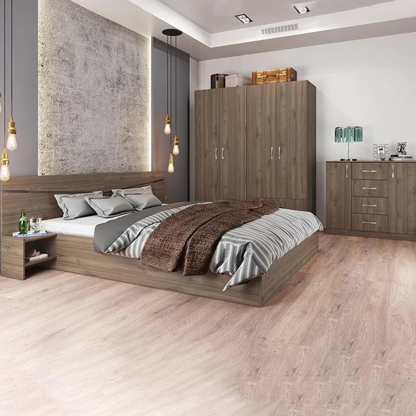 Garnero Arredamenti Camere Da Letto Complete|Camera Da Letto Completa-Camera da letto moderna completa matrimoniale Camilla 2 Noce