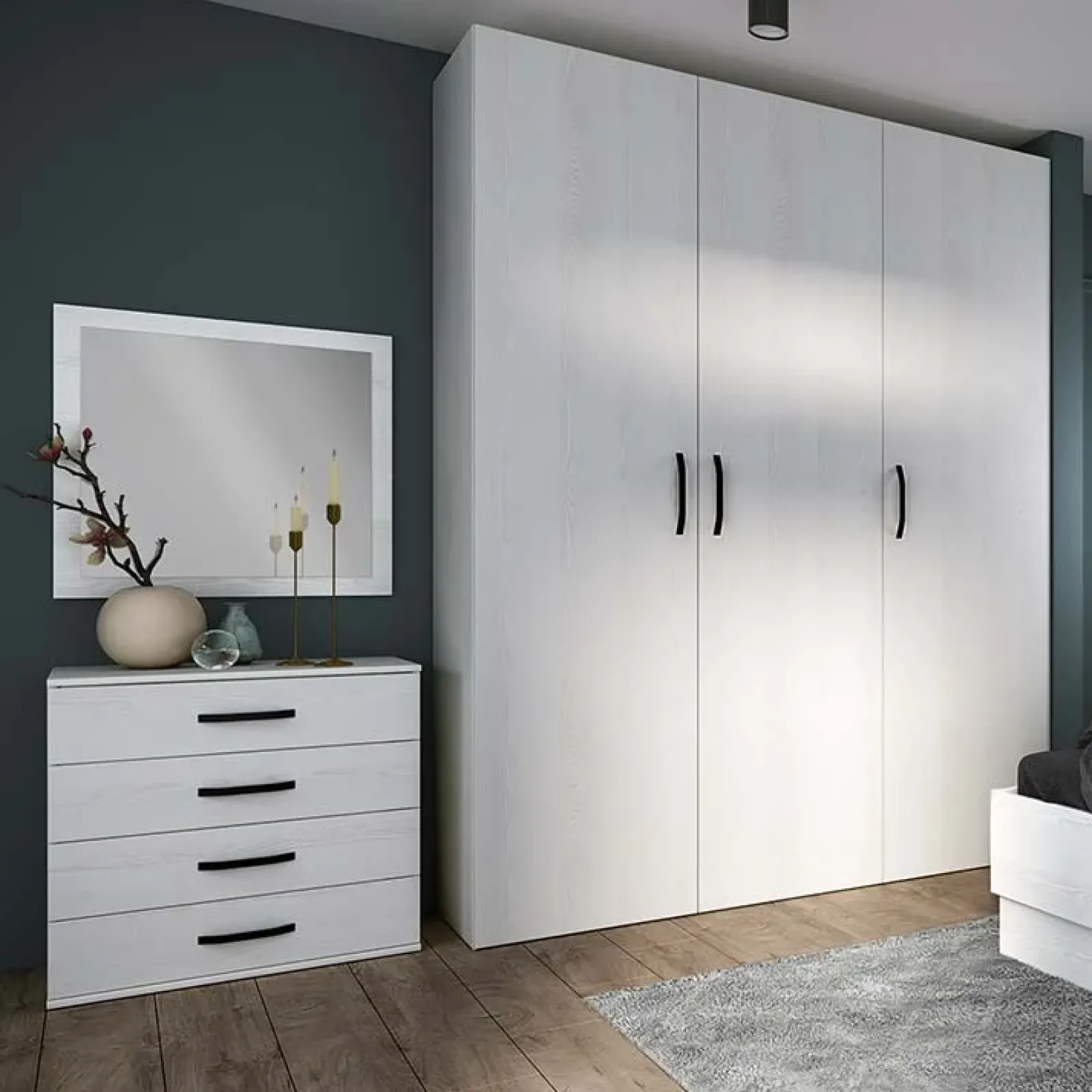 Garnero Arredamenti Camere Da Letto Complete|Camera Da Letto Completa-Camera da letto moderna completa matrimoniale pino bianco Angara