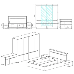 Garnero Arredamenti Camere Da Letto Complete|Camera Da Letto Completa-Camera da letto moderna completa matrimoniale noce champagne Brasilia