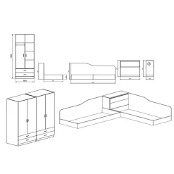 Garnero Arredamenti Camerette In Legno-Camera doppio letto completa design sonoma Caronte Rovere